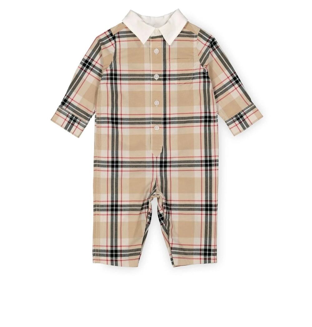 Hope & Henry Boy’s Long Sleeve Button Front Organic Romper Size 3-6 months